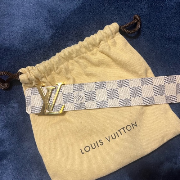 Louis Vuitton Beige and Gold Checkered Belt - Picture 3 of 5